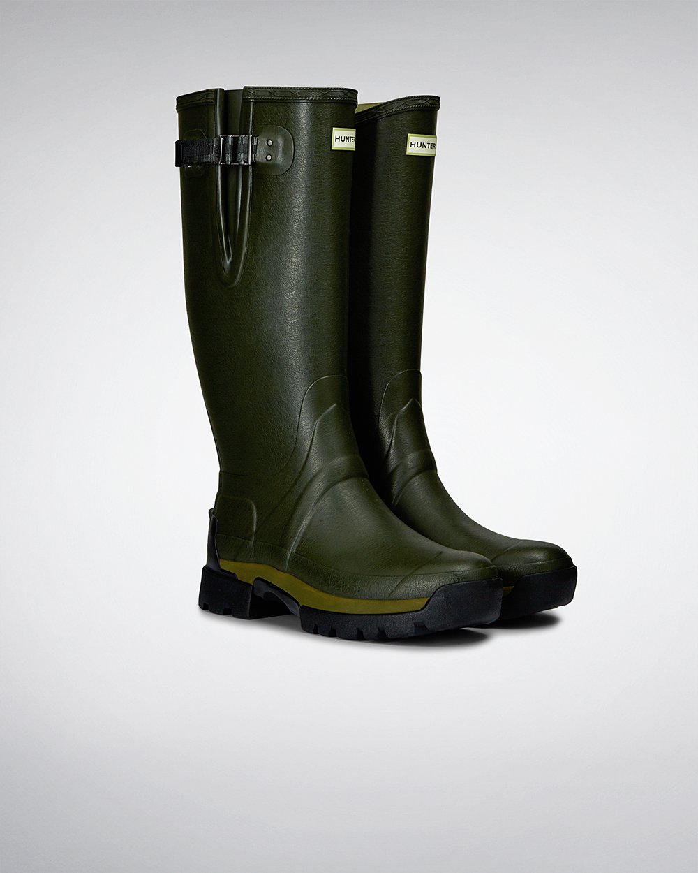 Mens Tall Rain Boots - Hunter Balmoral Adjustable 3Mm Neoprene (96VZIFYTR) - Dark Olive